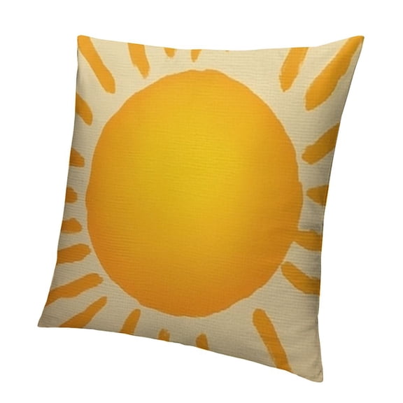Yellow Sun Throw Pillow Cushion CoversWatercolor Bright Decorative Square Accent Pillow Case