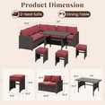 thumbnail image 7 of AECOJOY Outdoor Furniture Set, 7-Piece Rattan Wicker Patio Dining Conversation Set, Wine Red, 7 of 7