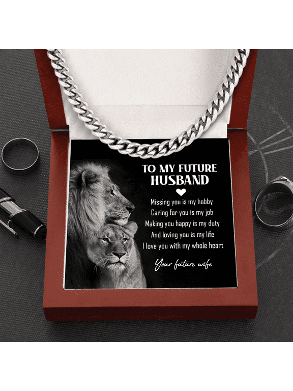 Necklace Gift For Him, Birthday Gift, Aniversary Gift - Family - To My Future Husband - I Love You With My Whole Heart