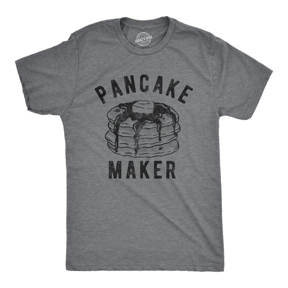 Mens Pancake Maker T Shirt Funny Breakfast Food Syrup Cute Morning Novelty Tee (Dark Heather Grey) - 4XL