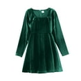 thumbnail image 4 of FYMNSI Mommy and Me Christmas Outfit Square Neck Velvet Dresses Holiday Party Family Matching Dress Dark Green (Baby 12-18 Months), 4 of 8