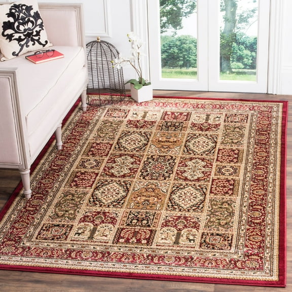 SAFAVIEH Lyndhurst Josephine Traditional Bordered Area Rug, Multi/Red, 9' x 12'