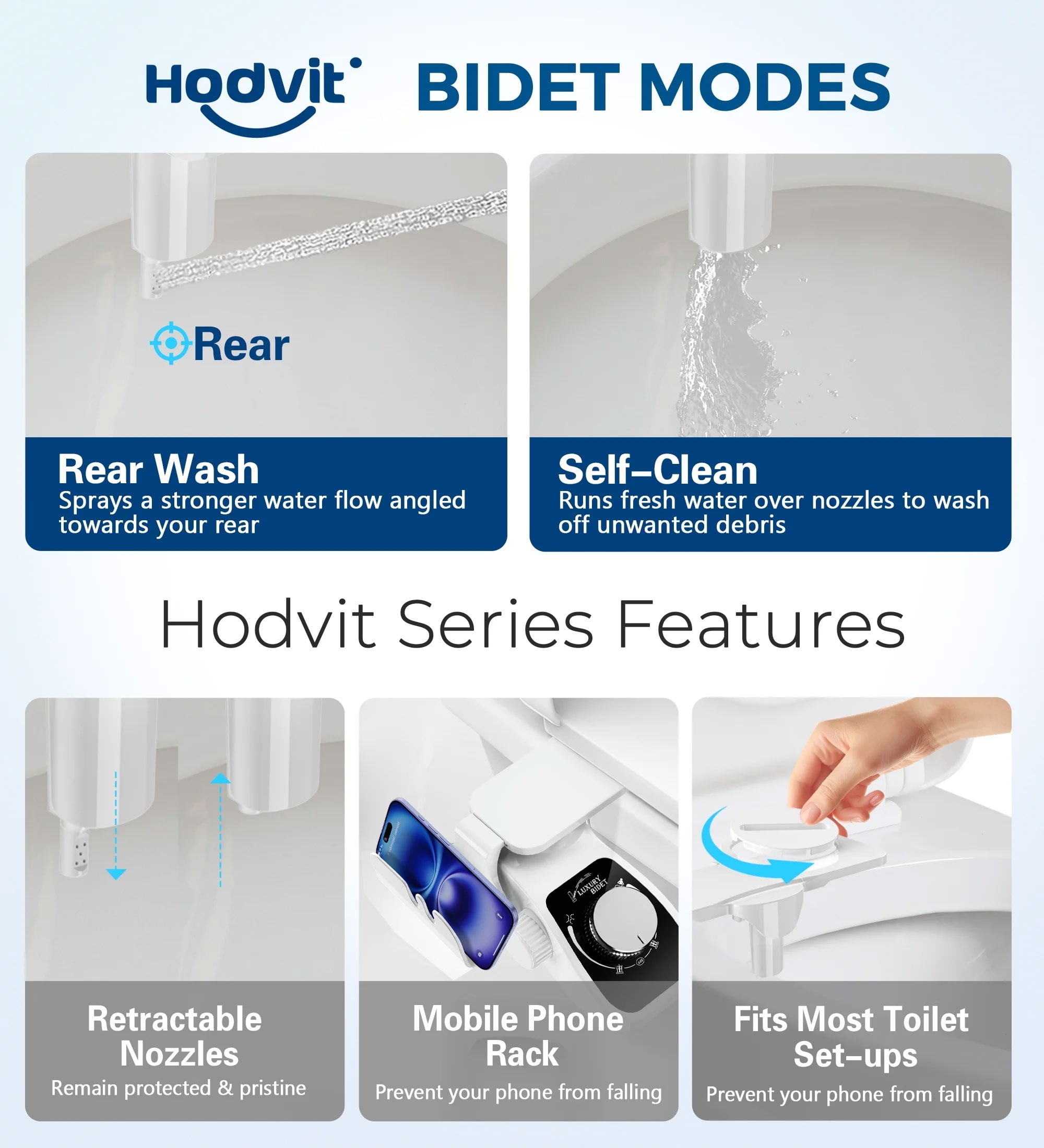 DTIG Dual Nozzles Non-Electric Bidet Toilet Attachment with Filtration, Adjustable Pressure and Self-Cleaning，for Feminine & Posterior Wash