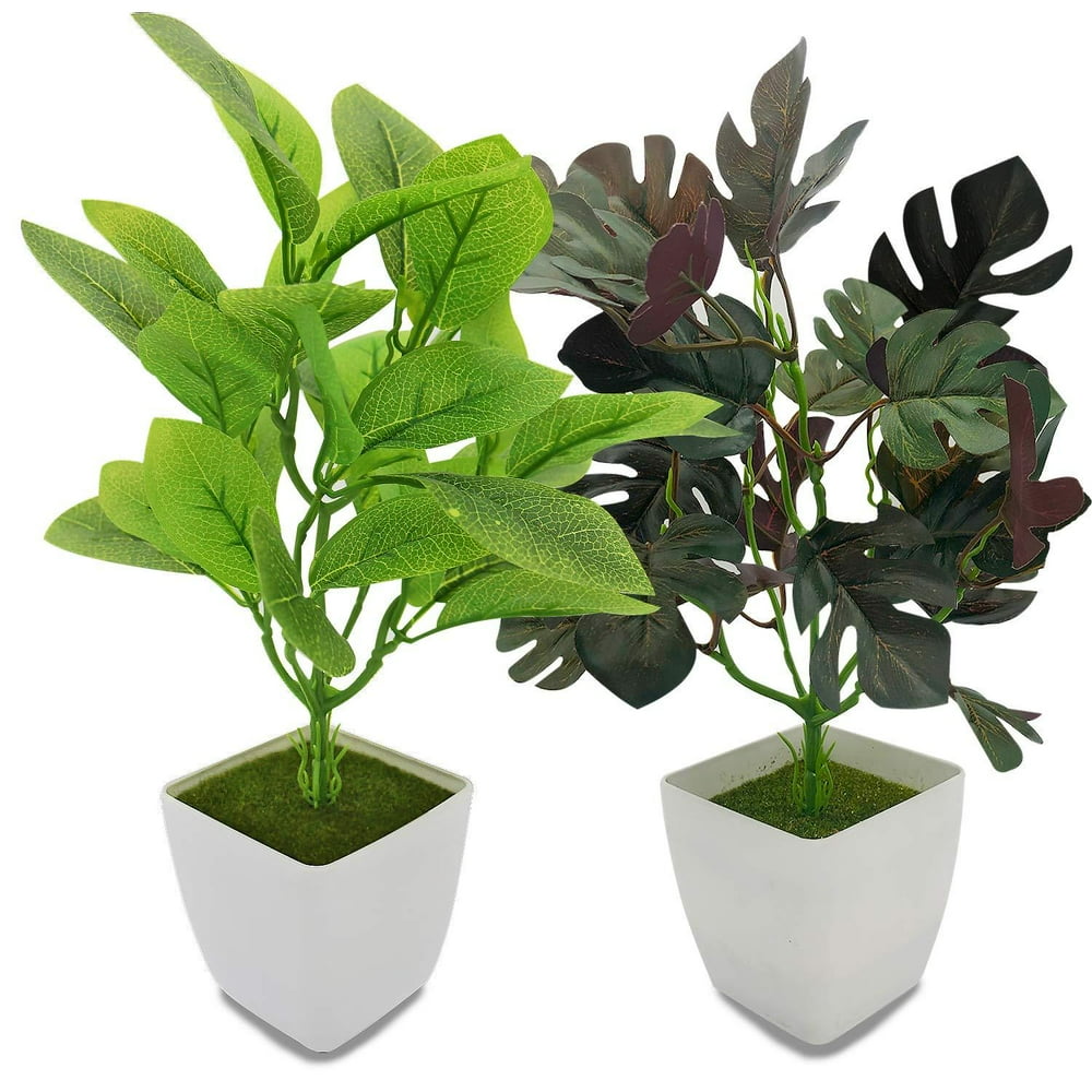 YOLETO 2 Pack Artificial Plants in Pots for Home Decor YOLETO 2 Pack Artificial Plants in Pots for Home Decor