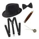 thumbnail image 2 of Accesorios para hombres de década de 1920, conjunto de disfraces: sombrero , , pajarita, reloj y de plástico Negro Macarena Disfraces de cosplay para hombres, 2 of 8