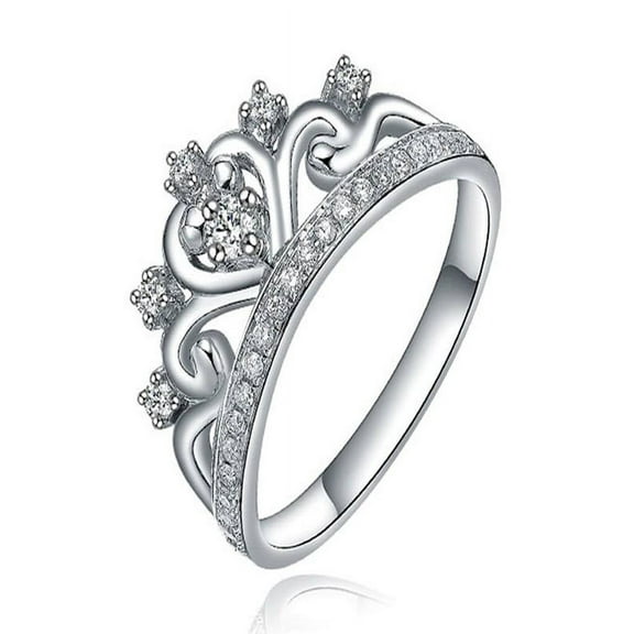 Unique Princess Crown Half Carat Diamond Engagement Ring in White Gold
