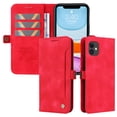 thumbnail image 5 of Feishell Case Compatible with iPhone 12, Magnetic Wallet PU Leather Flip Folio Case Credit Card Slot with Slide Pocket Shockproof TPU [RFID Blocking] Cover For iPhone 12 - 6.1", red, 5 of 14