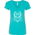 thumbnail image 3 of Inktastic Born in 1958 Limited Edition Women's V-Neck T-Shirt, 3 of 5