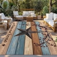 thumbnail image 2 of Texas Star Vintage Outdoor Rug for Patio/Deck/Porch, Non-Slip Large Area Rug 3 x 5 Ft, Berry Navy Blue Brown Wooden Indoor Outdoor Rugs Washable Area Rugs, Reversible Camping Rug Carpet Runner, 2 of 8