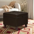 thumbnail image 2 of Homebeez Faux Leather Square Storage Ottoman with Wood Legs for Living Room Coffee Table, Brown, 2 of 5