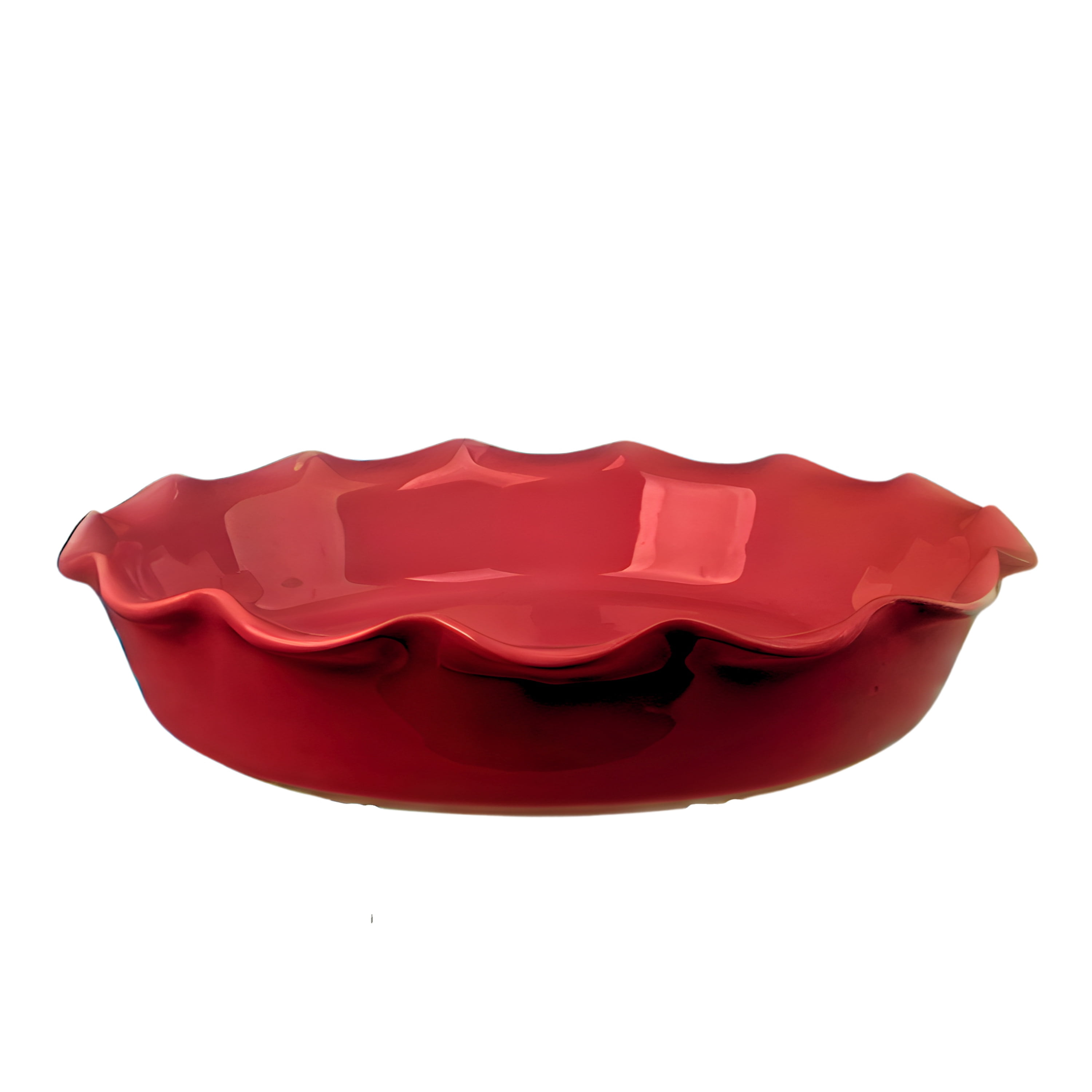 Delano 10" Ruffle Ceramic Pie Dish, Set of 2, Red