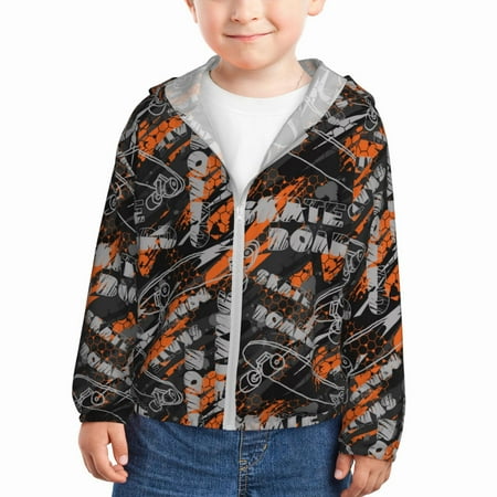 

Sun Hoodie for Kids Letters Skateboard Graffiti Long Sleeve Swim Fishing Shirts Sun Protection Zip Up Jacket Clothing Athletic Hoodie