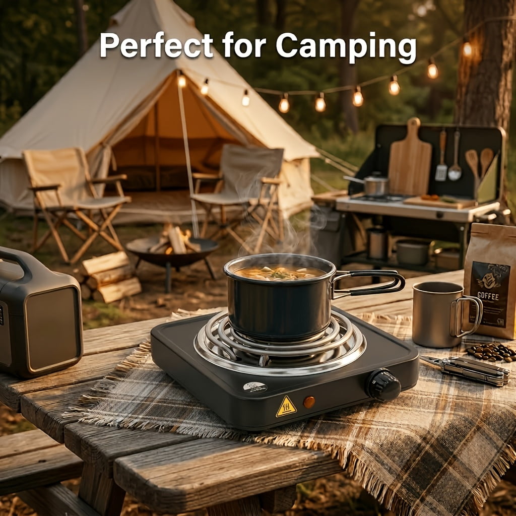 AORAN Portable Single Burner Electric Cooktop with Plug, Countertop Induction Hob, Compact Hot Plate, Efficient Cooking, Temp Control, Indicator Light, Easy-Clean Stove for Home, Kitchen, Outdoor