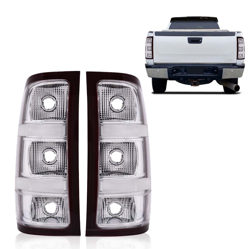 CROSSDESIGN Tail Lights Lamps Left+Right Fit for 2007-2014 Chevy Silverado Pickup