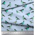 thumbnail image 3 of Soimoi Blue Cotton Poplin Fabric Artistic Bird Print Fabric by the Yard 42 Inch Wide, 3 of 3