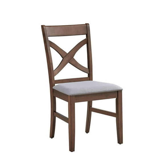 ACME Ferris Wood & Fabric Upholstered Side Chair in Brown (Set of 2)