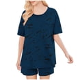thumbnail image 4 of Conjunto de Pijama de las Mujeres de Moda Casual Color Sólido Manga Corta Cuello Redondo Top Y Pantalones, 4 of 6