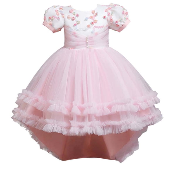 Huvoen Princess Dress Up for Girls 4-6 Children's Dresses Girls Sleeveless Princess Dress Flower Mesh Dress Pinks 11-12 Years