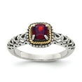 thumbnail image 1 of 925 Sterling Silver With Real 14kt Garnet Ring Size: 7; for Adults and Teens; for Women and Men, 1 of 6