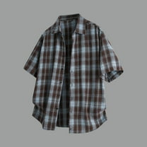 Awdenio Button Down Shirt Men Plaid Short Sleeve Casual Button Down Shirts Collared Fall Clothes