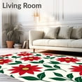 thumbnail image 2 of ODIKA 6'x9' Machine Washable Non-Slip Area Rug, Elegant Poinsettia Blossom Seasonal Accent For Entryway High Traffic Rug, Red, 614799, 2 of 7