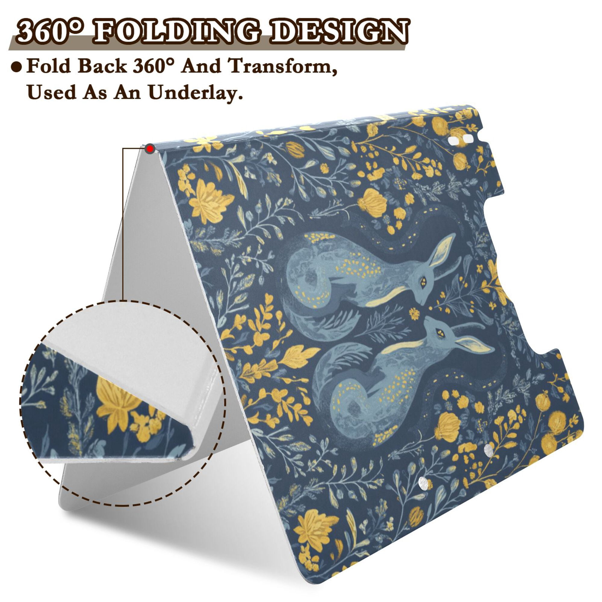 FORMRS A4 Clipboard Folder with Pen Holder Horizontal Foldable School Office Binder, Yellow Forest Pattern