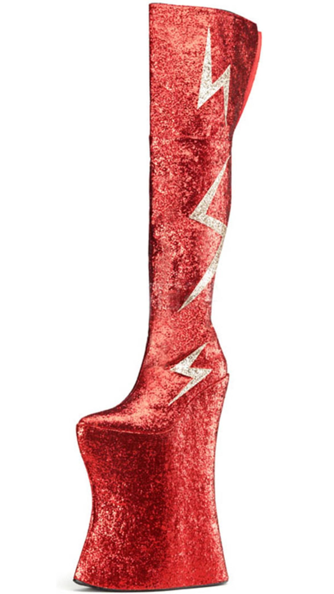 red glitter thigh high boots