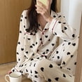 thumbnail image 2 of Conjunto de pijama de mujer de otoño e invierno, holgado, cómodo, de primavera y otoño, de manga larga, tipo cárdigan, 2 of 6