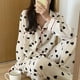 thumbnail image 2 of Conjunto de pijama de mujer de otoño e invierno, holgado, cómodo, de primavera y otoño, de manga larga, tipo cárdigan, 2 of 6