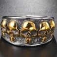 thumbnail image 2 of Retro Vintage Stainless Steel Gothic Death Skull Skeleton Cocktail Party Biker Statement Halloween Ring, 2 of 10