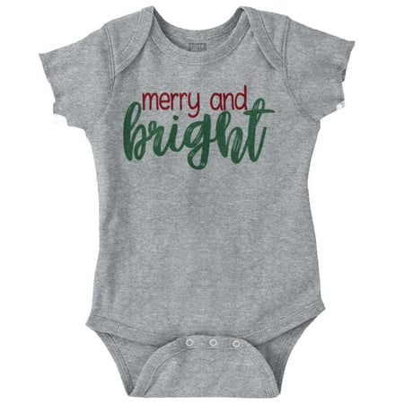 

Merry and Bright Christmas Baby Bodysuit Jumper Girls Brisco Brands