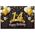 thumbnail image 2 of Glittery 14th Birthday Banner with Gold Elements Background Happy Birthday Party Supplies Photography Props Backdrop Decors, 2 of 7