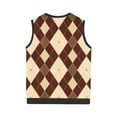 thumbnail image 4 of ZCFZJW Mens Argyle Knitwear Vest Plus Size V Neck Sleeveless Lightweight Slim Fit Pullover Knitted Sweater Casual Work Business Tank Tops Khaki#02 XXL, 4 of 5
