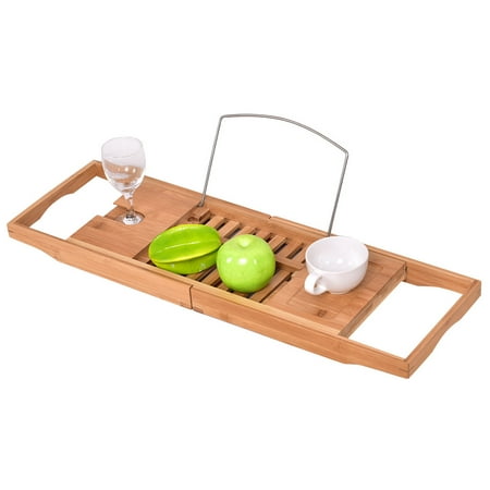 Bath Tub Replacement Shower - Costway Bamboo Bathtub Rack Caddy Shower Book Tray Shelf Wine Holder w/ Extending Sides