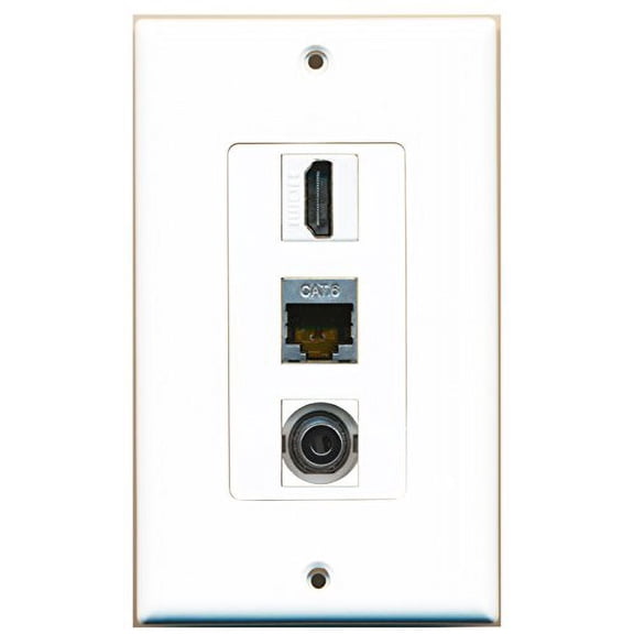RiteAV - 1 Port HDMI and 1 Port Shielded Cat6 Ethernet and 1 Port 3.5mm Decorative Wall Plate Decorative