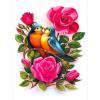 Cuadros Decorativos Kits de pintura de diamantes de bricolaje 5D de flores y loros Taladro cuadrado completo (20X30CM) Likrtyny embutido en tela
