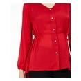thumbnail image 3 of NY COLLECTION Womens Red Long Sleeve V Neck Evening Top Petites PL, 3 of 4