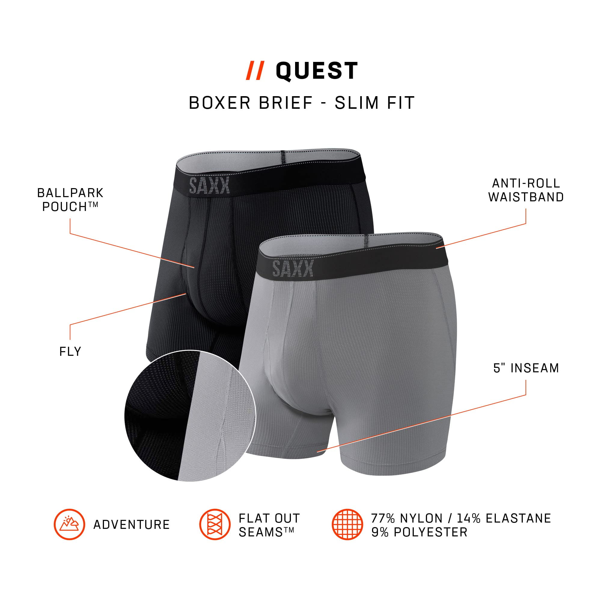Saxx Men's Underwear - Quest Quick Dry Mesh Boxer Brief Fly 3 Pack with  Built-in Pouch Support - Underwear for Men, Fall : : Clothing,  Shoes & Accessories