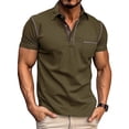 thumbnail image 2 of Summer European And American Men's Short Sleeved Men's Lapel T-shirt Color Blocking Top 2XL, 2 of 5