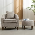 thumbnail image 2 of Accent Chair with Ottoman, Modern Upholstered Barrel Chair with Thick Cushion and Backrest, Mid Century Round Armchair with Footrest, Single Sofa Chair for Bedroom Living Room Apartment,Leopard Gray, 2 of 7