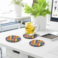 thumbnail image 7 of Rainbow Color Line Drinks Coasters, Non-Scratch Cork Base Round Cups Mats for for Wooden Coffee Table, Cool Housewarming Gift for Home Decor, 7 of 7