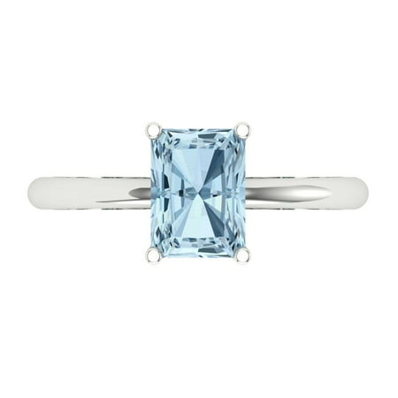 Clara Pucci 14K White Gold 1.75ct SwissBlueTopaz Solitaire Ring for Women