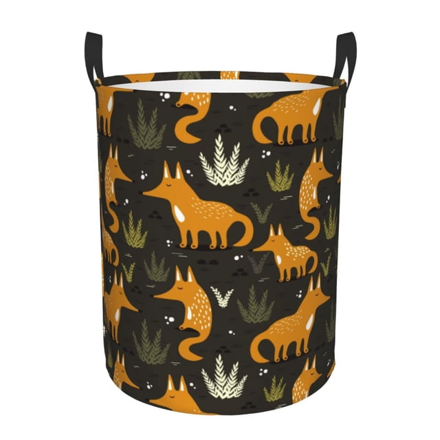 Fotbe Funny Fox by the Field Cesto de Ropa con Asas, Cesto Impermeable de Gran Capacidad, Bolsa de Lavado para Dormitorio, Cesto de Ropa con Ruedas y Asas-Medium
