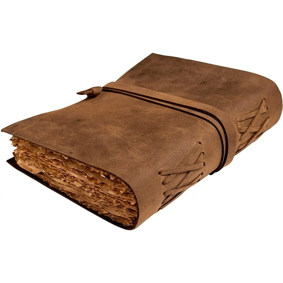 Leather Journal-Vintage Leatherbound Journal - Handmade Antique Deckle Edge Paper - Leather Sketchbook - Book of Shadows Journal - Thick Journal - Vintage Journal