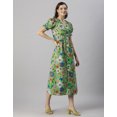 thumbnail image 5 of Moomaya Womens Printed Front Slit Dress, Puffed Sleeves, Styles Back Ties Midi Dress, 5 of 8