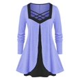 thumbnail image 1 of Camiseta Talla Extra Cruzada Superpuesto Rosegal Mangas largas de talla grande, 1 of 5