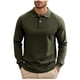 thumbnail image 1 of Blusa y camisa de manga larga con cuello vuelto para hombre, sudadera informal con botones de color liso, camisetas de poliéster para hombre con cuello vuelto de manga larga, 1 of 6