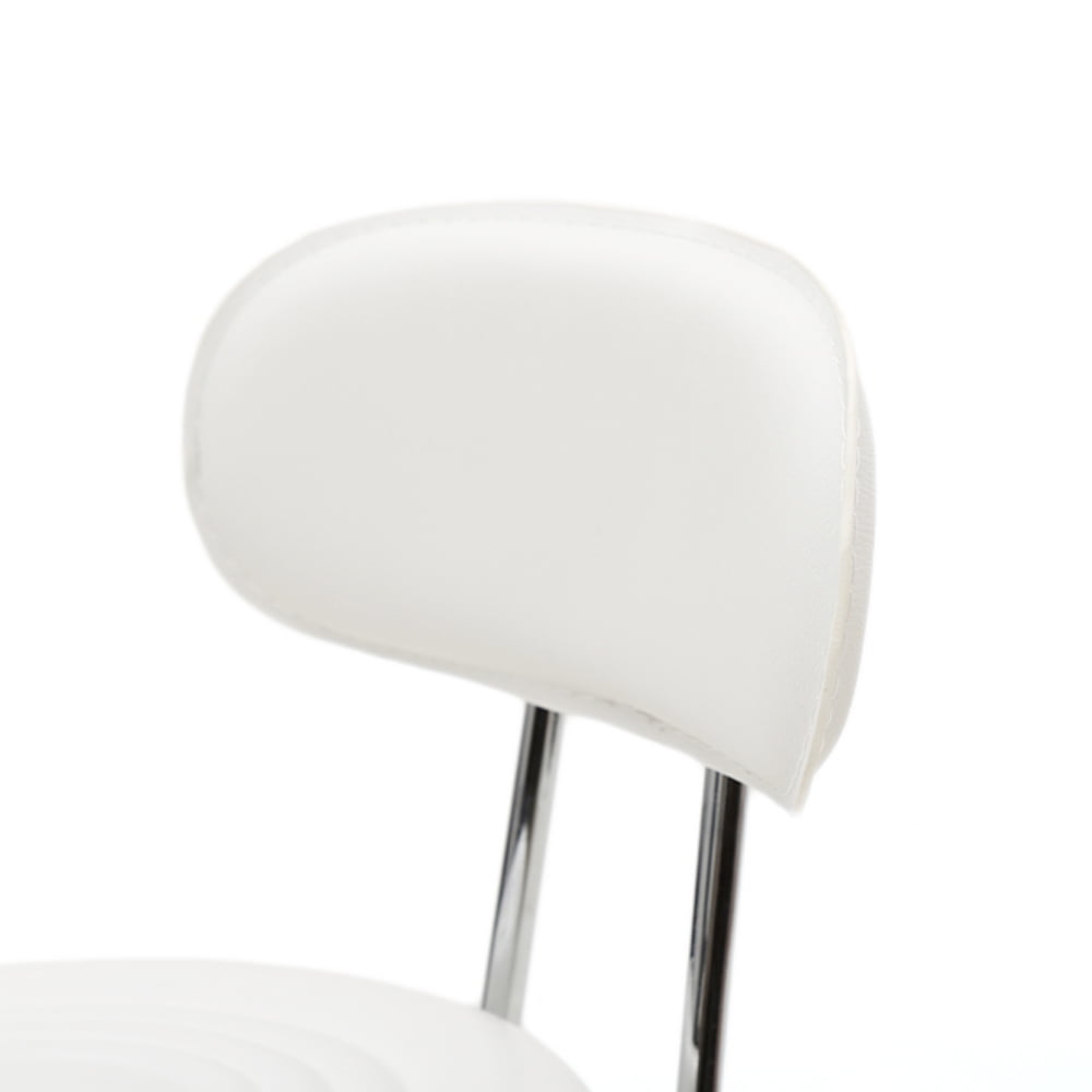 Salon Stool Round Shape Adjustable with Back and Line, White