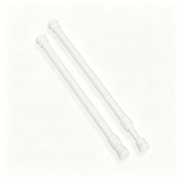 LQSEO 2 Pcs Small Tension Curtain Rod, Adjustable 11 to 19 Inch, No Drilling White Short Tension Rod, Loaded Expandable Spring Curtain Rods for Windows Closet Cupboard Door