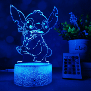 vpgun 3D Illusion Stitch Night Light: Stitch Light with Remote Control and  Smart Touch, Stitch Lamp Stitch Room Decor for Girls Birthday Christmas